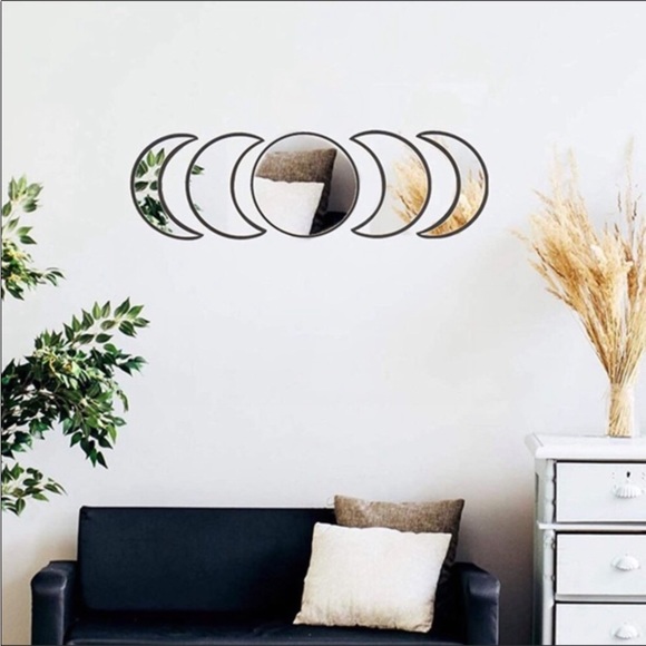 5 pieces Boho Moon Phases Mirror Set Wall Decor - Picture 2 of 6